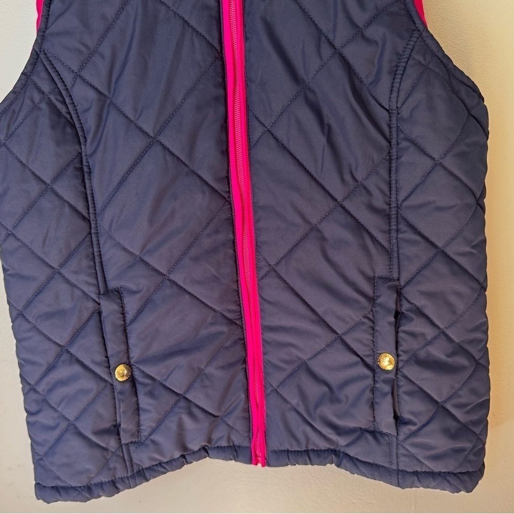 Ralph Lauren Women’s Full Zip Navy Pink Quilted Pocketed Puffer Vest Size Small - Picture 4 of 5